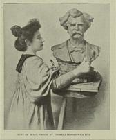Т. Ф. Рис за работой на бюстом Марк Твена. Фото. 1897.
