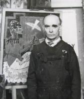 Я. Шапиро в своей студии на бульваре Распай. Послевоенные годы.